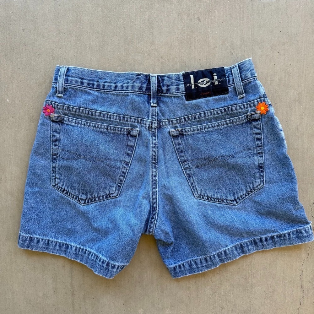 Y2K LEI Denim Shorts Womens Juniors 5 Low Rise Button Fly Jean Shorts 2000s